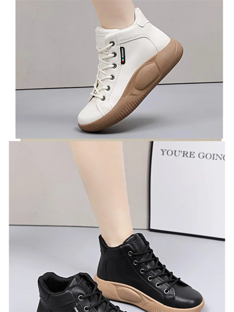 CINESSD Version of High-top Shoes for Female Students Trend of Casual Running Shoe Comfortable Lace-up Sneakers Female Shoes