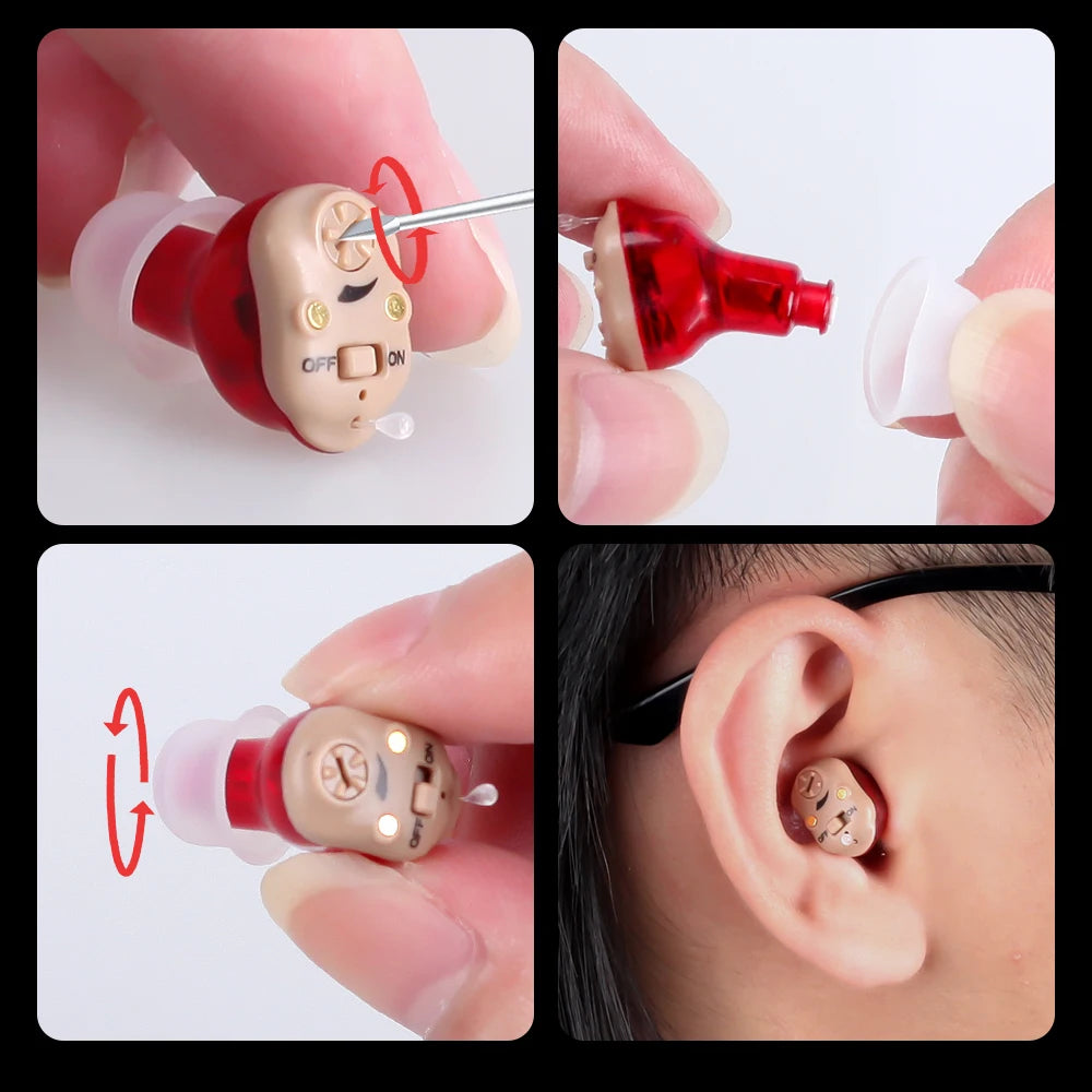 Wireless Elderly Hearing Aid Mini Invisible Hearing Aids Rechargeable Headphones ITE Deaf The Listening Device Sound Amplifiers