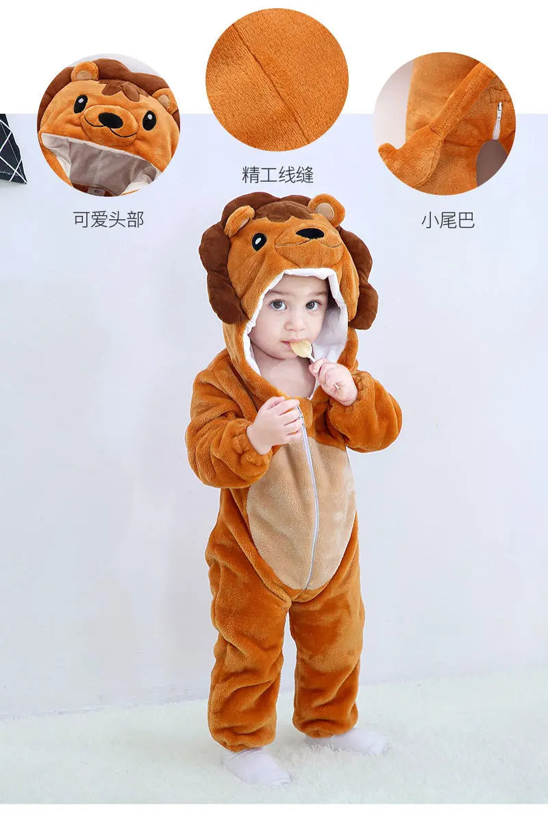 Autumn Winter Cartoon Style Winter Long Sleeve Baby Boys Girls Rompers Toddler Kids Playsuit Jumpsuits Baby Clothes Child Onesie