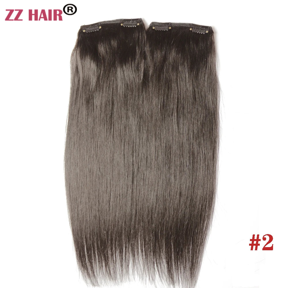 ZZHAIR 100% O Brazilian Human Remy Hair Extensions 16"-24" 2pcs Set 70g 80g Clips-in Two Pieces 2x10cm Natural Straight