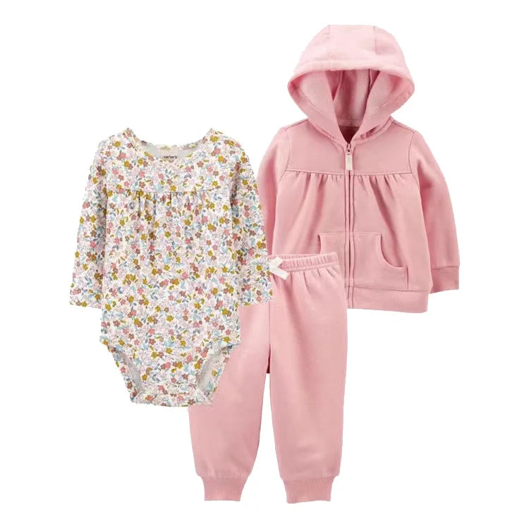 3-piece Suit Summer Baby Clothes Sets Baby Short Sleeve Shorts Cover Clothes Cute Girls Bebe Children Cotton 100% Clothing 6-24M