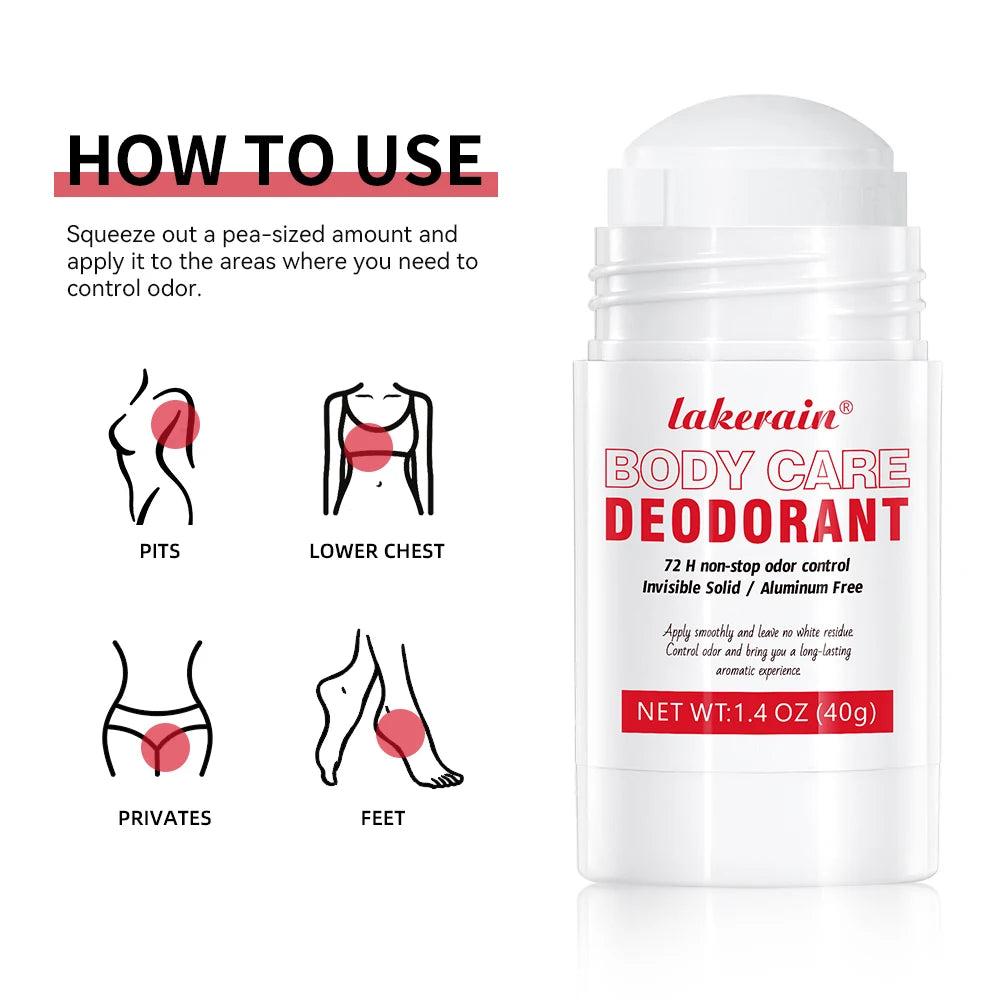 Lakerain Body Care Deodorant Long-Term Odor Control Natural Ingredients Aluminum-Free Sweet Fruity Aroma  Full Body Deodorant