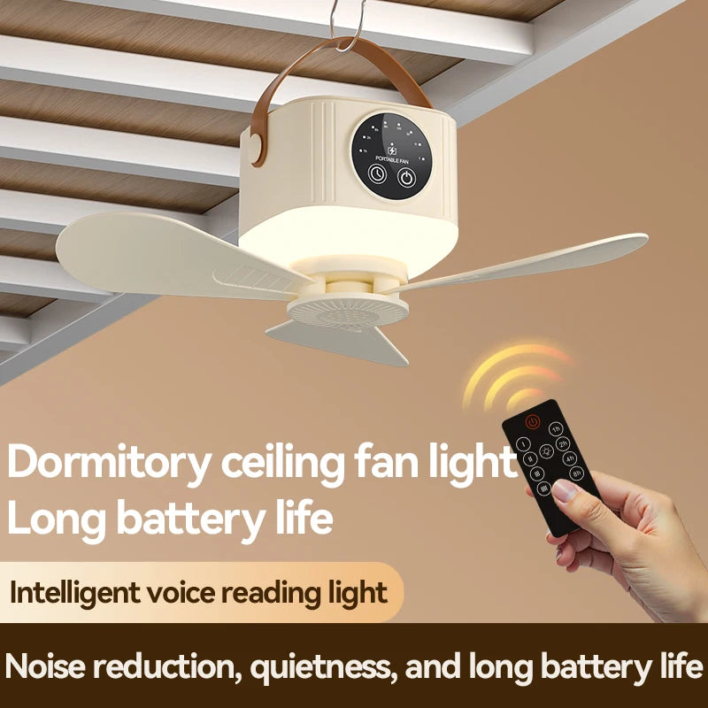 Portable Outdoor Camping Tent Fan New Remote Control Household Ceiling Fan Lighting Durable Rechargeable 3600mah