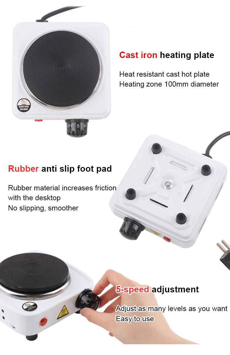 DMWD 110V Electric Hot Plate Mini stove Coffee Heater Milk Tea Mocha Heating Stove Cooking Pot Oven Small Furnace Cook US plug