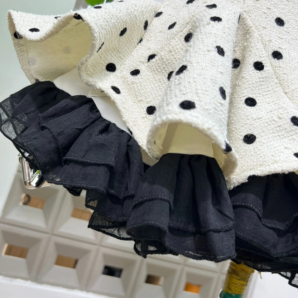 Women's Sexy A Line Lace Edge Polka Dot Fashion Round Neck Bow Short Mini Dresses Birthday Party Dinner Evening Cocktail Dress