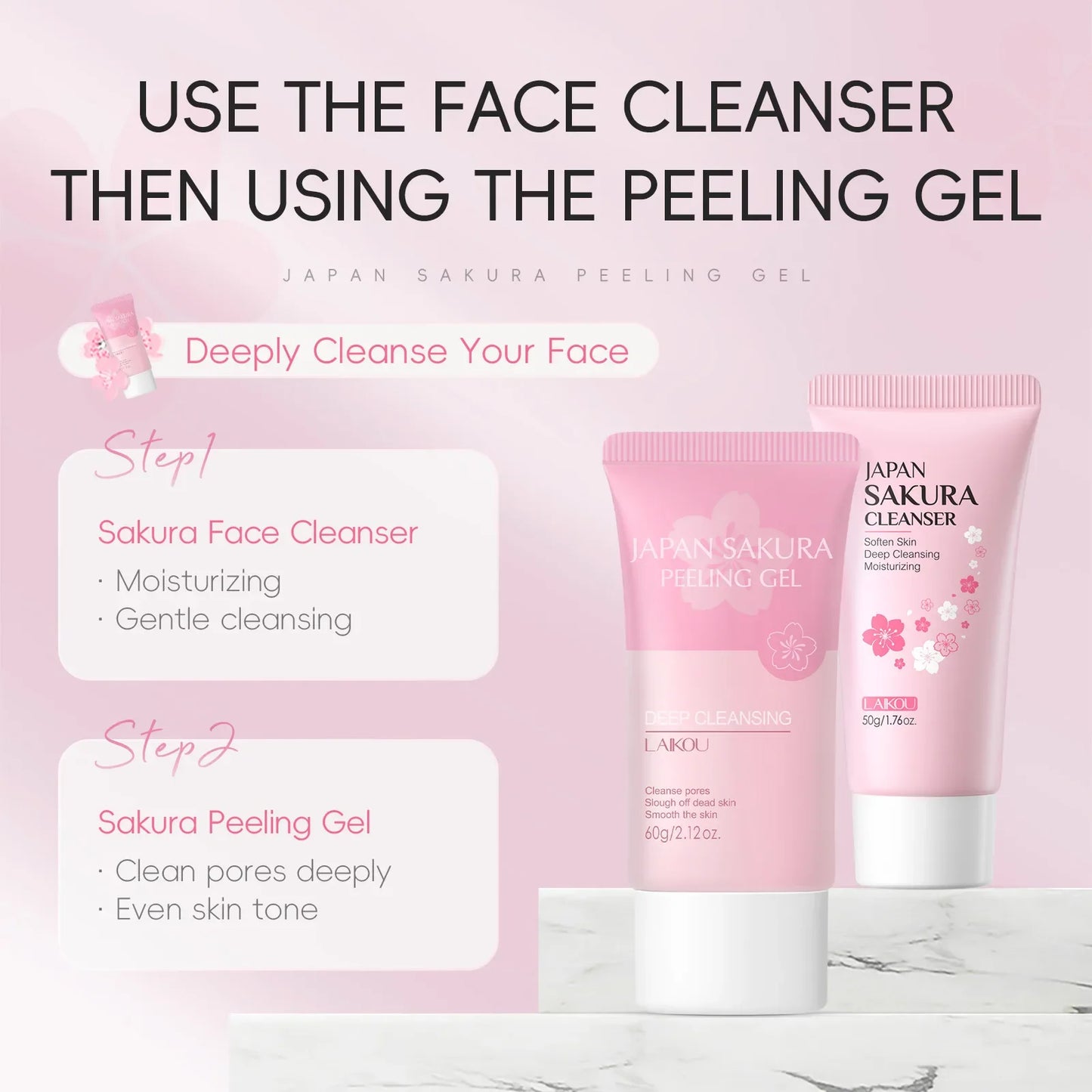 LAIKOU Sakura Face Peeling Gel Facial Exfoliation Cleans Pores Moisturizing Oil Control  Facial Scrub Skin Care 60g