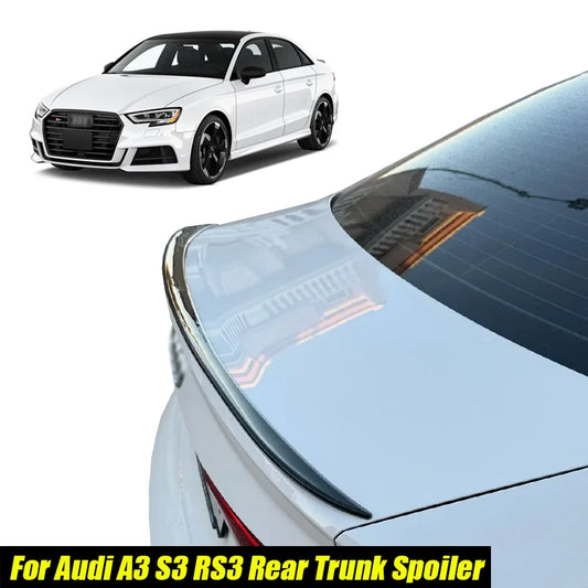121Cm Car Rear Spoiler Boot Lip Cap Wing Bodykit For Audi Accessories A3 S3 RS3 8V 2013+ Rubber Gloss Black Soft Plastic