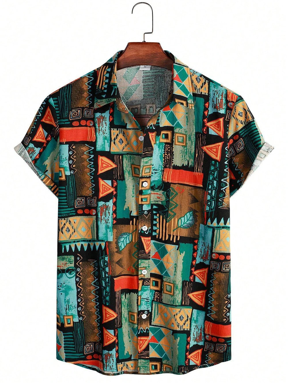 Men's Coconut Tree Graphic Print Short Sleeve Lapel Shirt Tops Men's Casual Button down Shirts Clothing Versatile Shirts