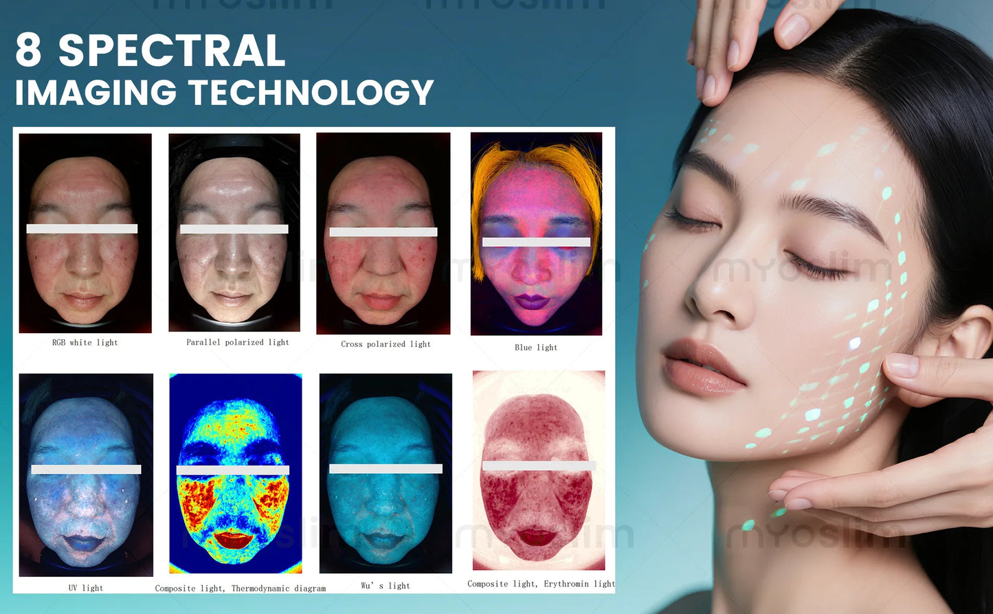 36M HD AI Skin Analyzer Q1pro Face Hair Scalp Detection Machine 8 Spectral Imaging Android 15.6 21.5 inch Custom Report