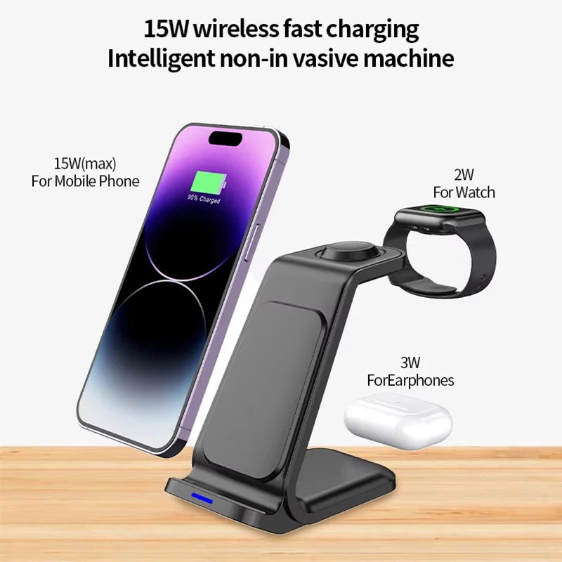 3-in-1 Wireless Charger Magnetic Stand 30W Output Power Travel Charger for iPhone Smart Watch Earphone with Holder