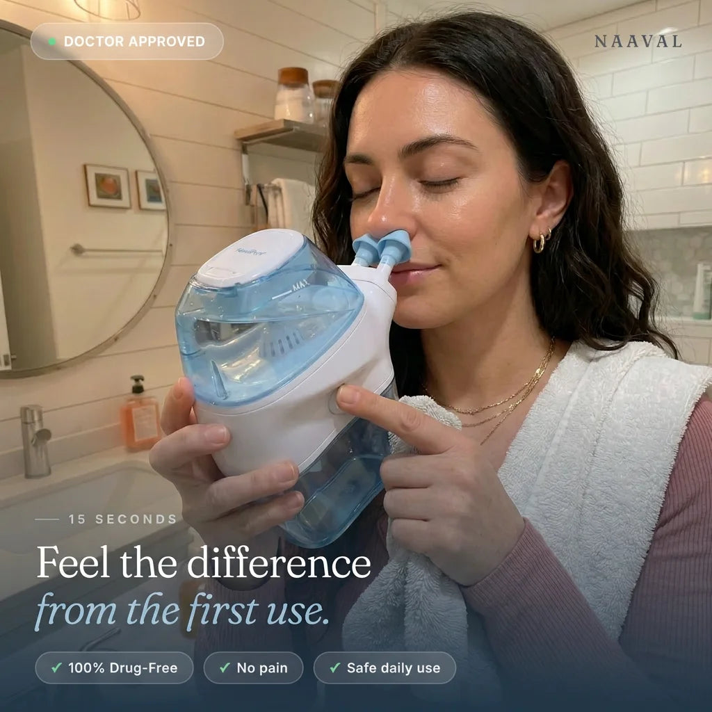 Nasal Irrigation System with Water Tank And Waste Collection for Sinus Rinse - Allergy Relief Nose Cleaner Machine