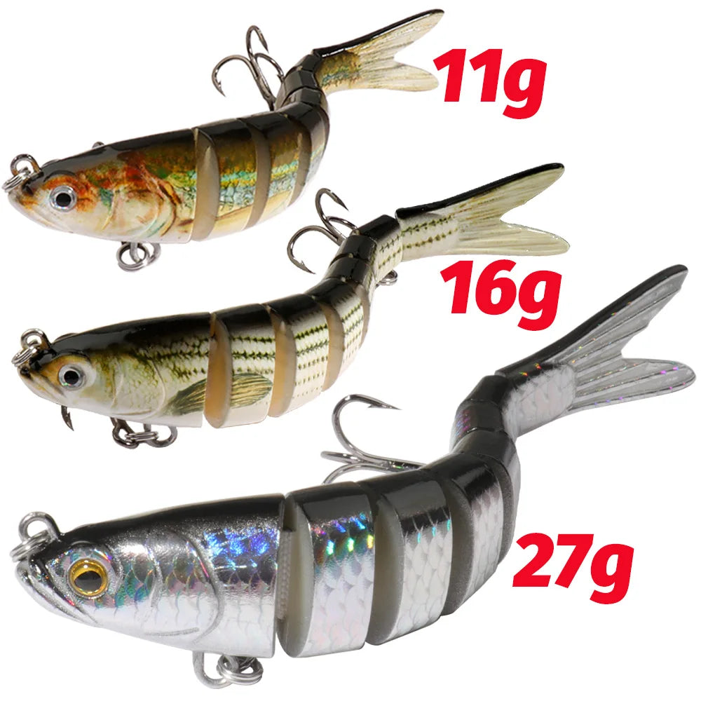 Swimbait 11g 16g 27g Joint Bait Slow Sinking Bionic Fish Swimming Pesca Bass Treble Hook Carp Fishing Tackle 8 Segment Hard Lure