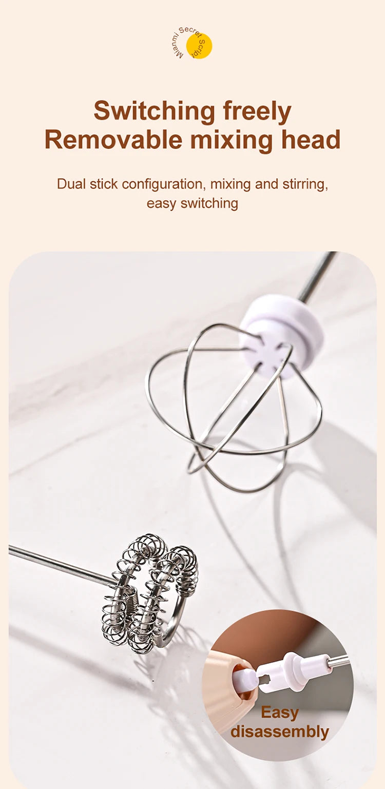 Electric Wireless Egg Beater Mini Coffee Mixer Handheld USB Charging Automatic Whipping Of Egg Whites Cream Home Baking