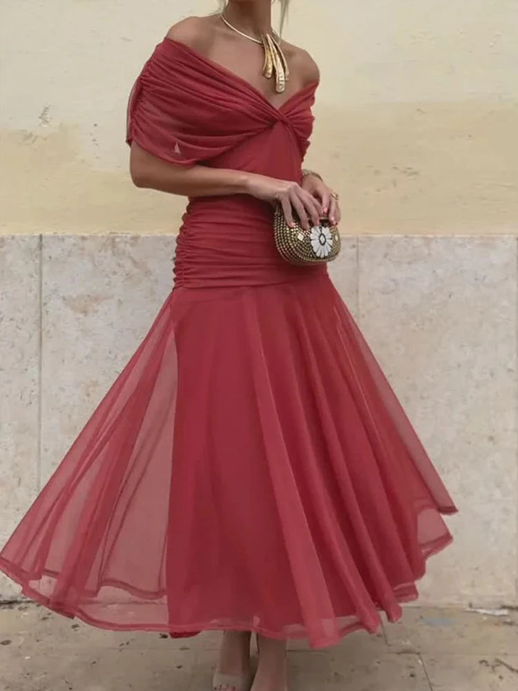 Summer Women Short Sleeve V Neck Sexy Dress, Holiday Female Elegant Fashion Party Dress, 2025 Patchwork Casual Ladies Maxi Dress