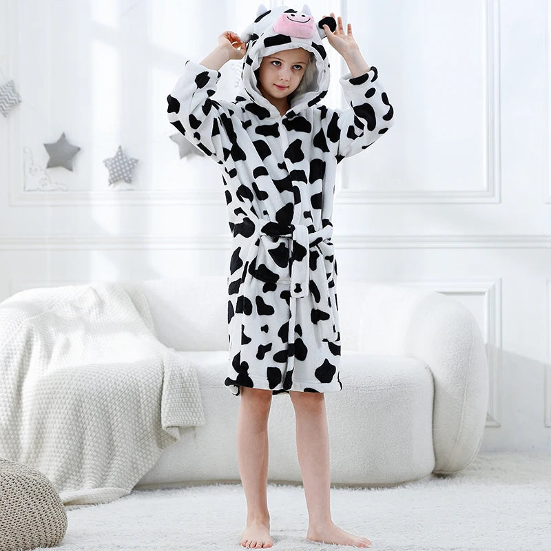 Halloween Dinosaur Bathrobes for Children 3 5 7 9 11 13 Years Kids Animal Flannel Homewear Boy Hooded Sleepwear Girls Nightgown