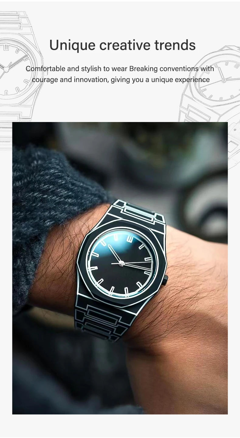 SHUAIKE 1142-14 Creative Fashion Sports and Leisure Style Lightweight Waterproof Sketching Quartz Watch for Men and Women