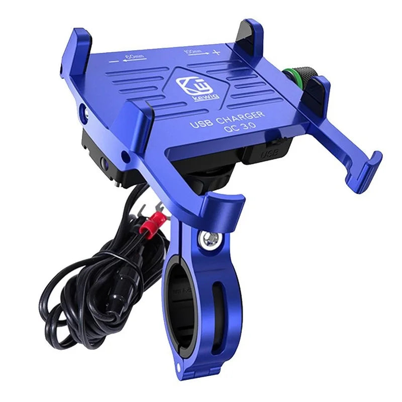 Whole Aluminium 12-24V Motorcycle Phone Holder USB Charger QC3.0 Fast Charging Mount Bicycle Handlebar Bracket for iPhone Huawei