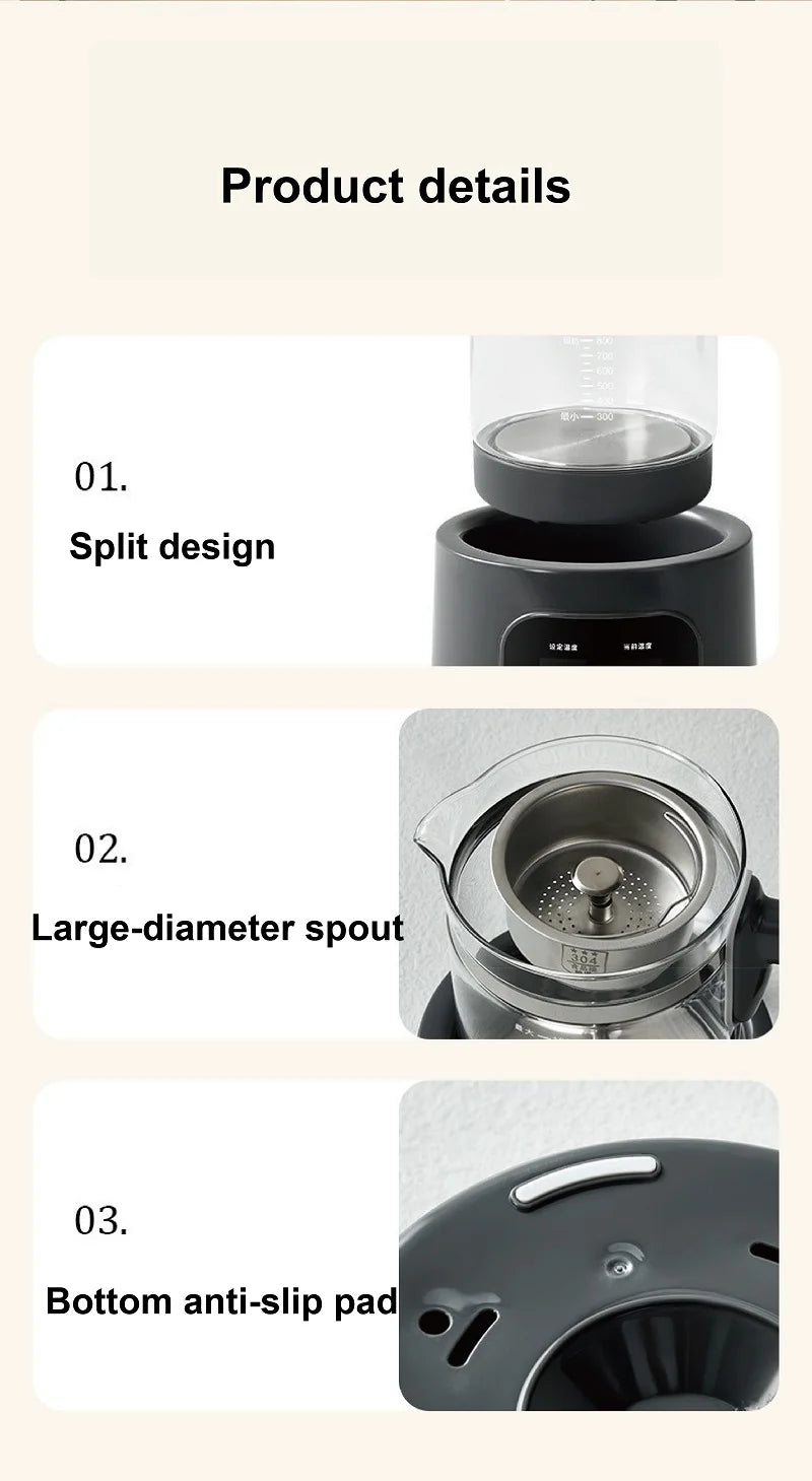 1.5L Smart Electric Kettle Multifunction Steam Teapot Temperature Control Health Pot Office Glass Flower Teapot Auto Keep Warm