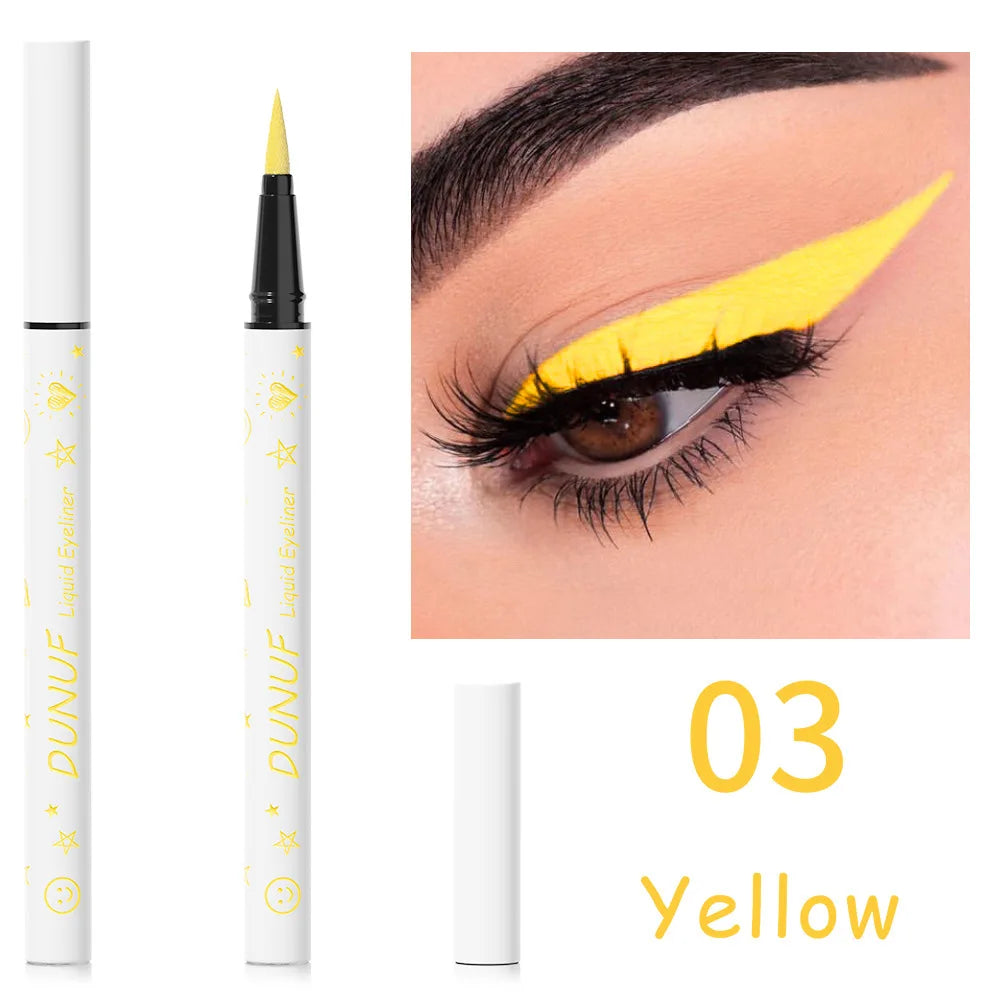 DUNUF New 12 Color Ultra-fine Matte Colorful Liquid Eyeliner Pencil Waterproof Lasting Makeup Eye Liner Pen Black Brown Cosmetic