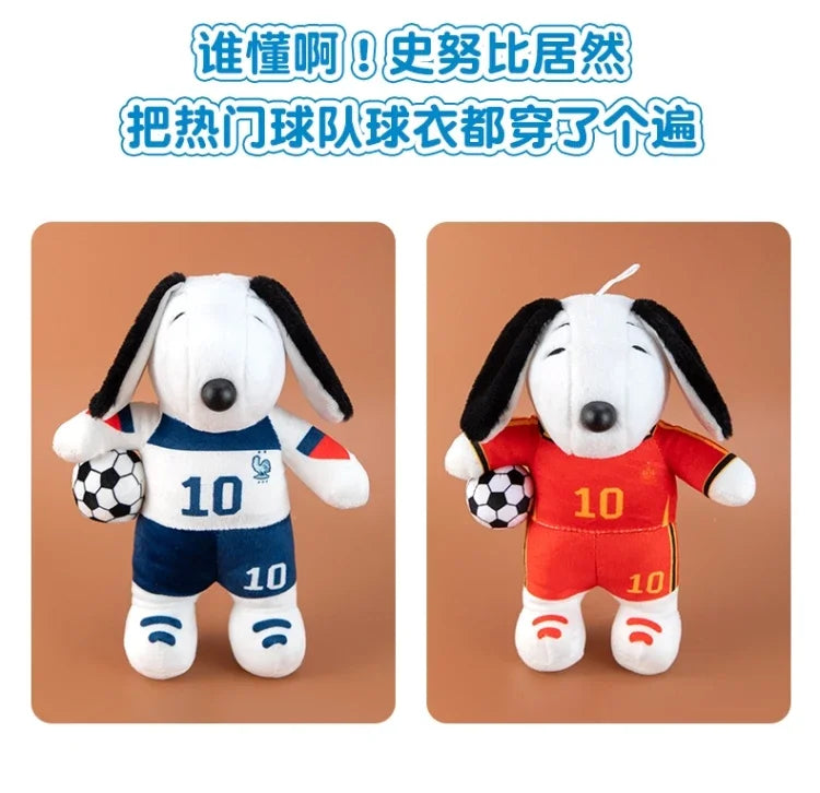 New Peanuts Snoopy Soccer cute Plush Toy Pendant Key Chain Team Jersey Stuffed Doll with Football for Kids Fans Birthday Gift