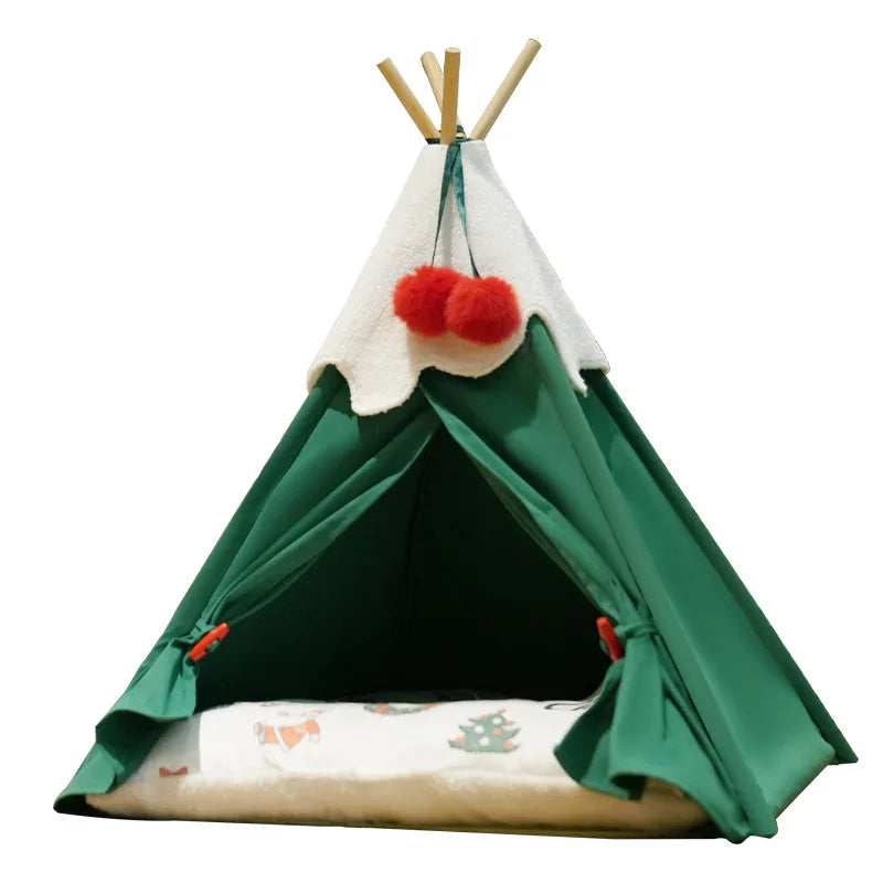 Winter Pet tent, Christmas dog house, cat house, all year round, cat delivery room, pine wood for winter warmth, cat tent