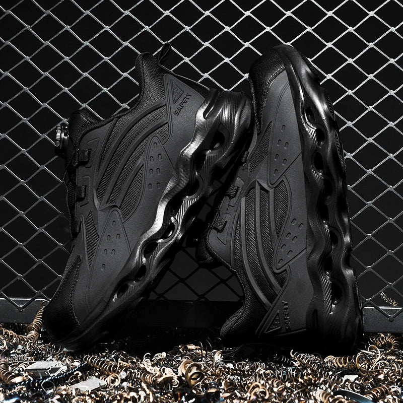 Rotating Button New Safety Shoes Men Anti-smash Anti-puncture Work Shoes Fashion Men Sport Shoes Security Protective Boots Men