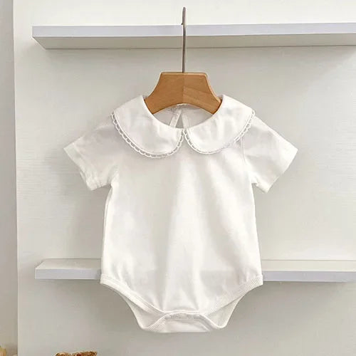 2025 New Summer Toddler Baby Girls Jumpsuit Short Sleeved Cotton Stripe Newborn Baby Girls Romper 0-24M Baby Girls Clothing