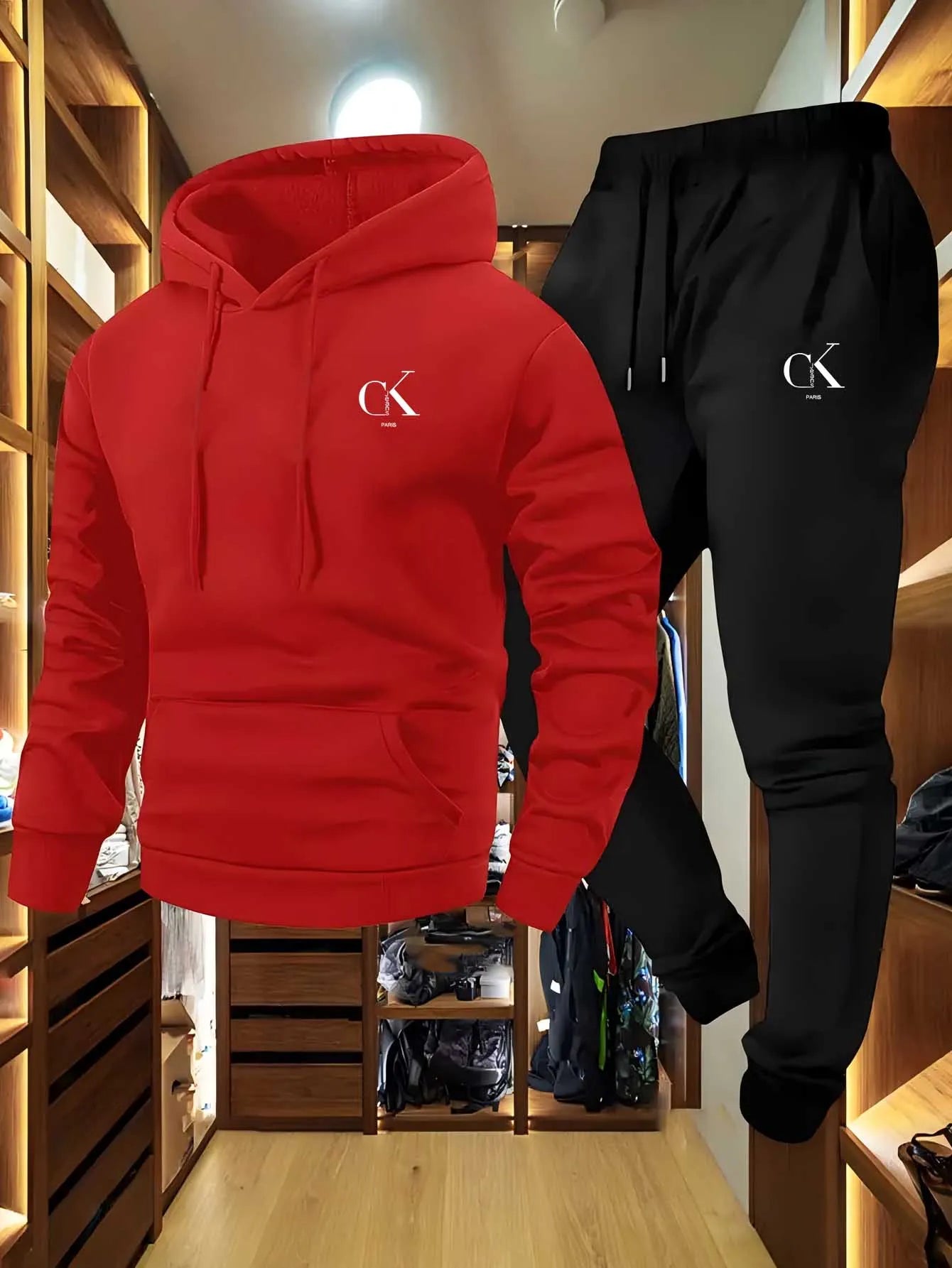 2026 Men's Hoodie and Sports Pants Set Casual Grey Pocket Home Clothes