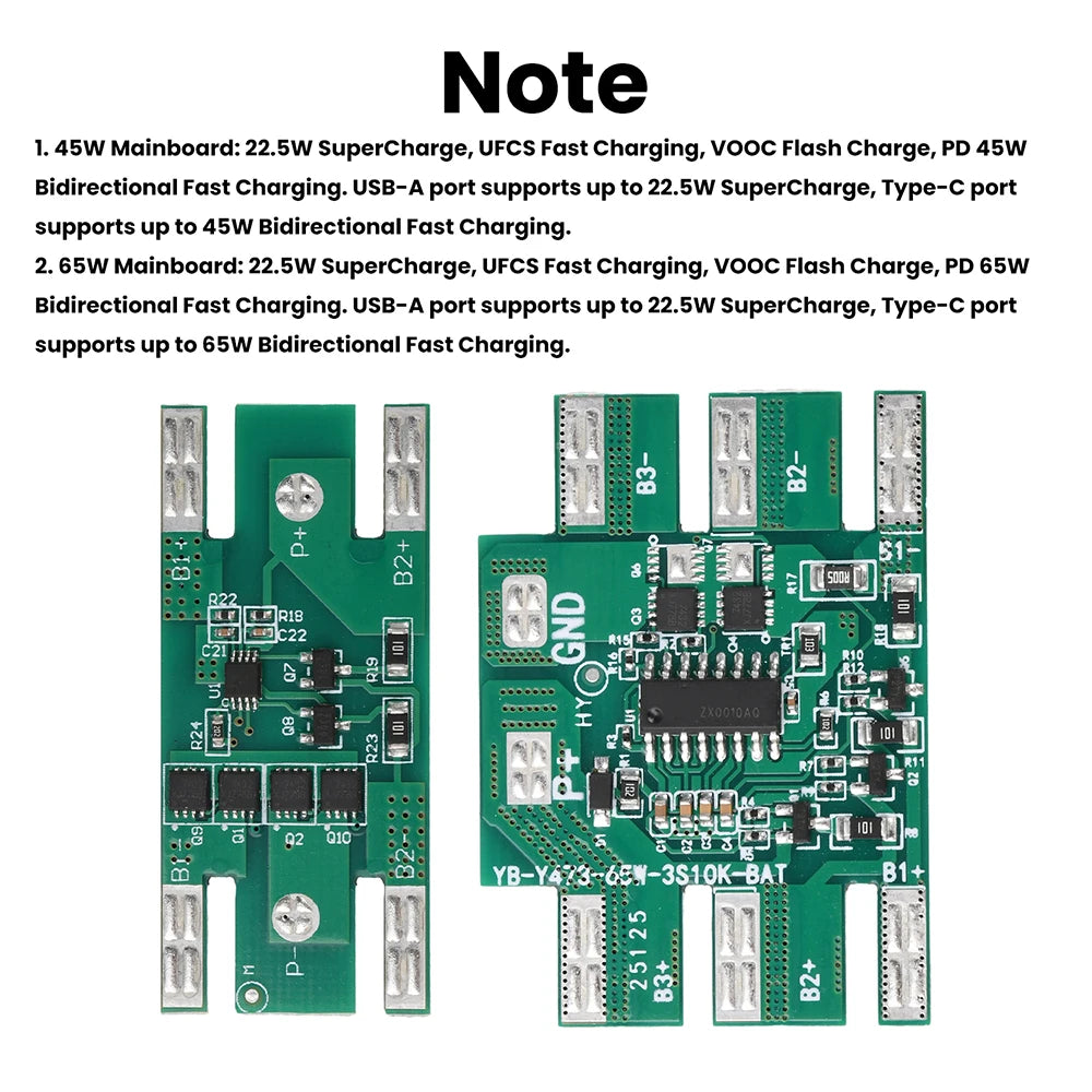 45W 2S 65W 3S Fast Charging Module with TFT Display PD QC Compatible DIY Power Bank Circuit Board for Portable Chargers