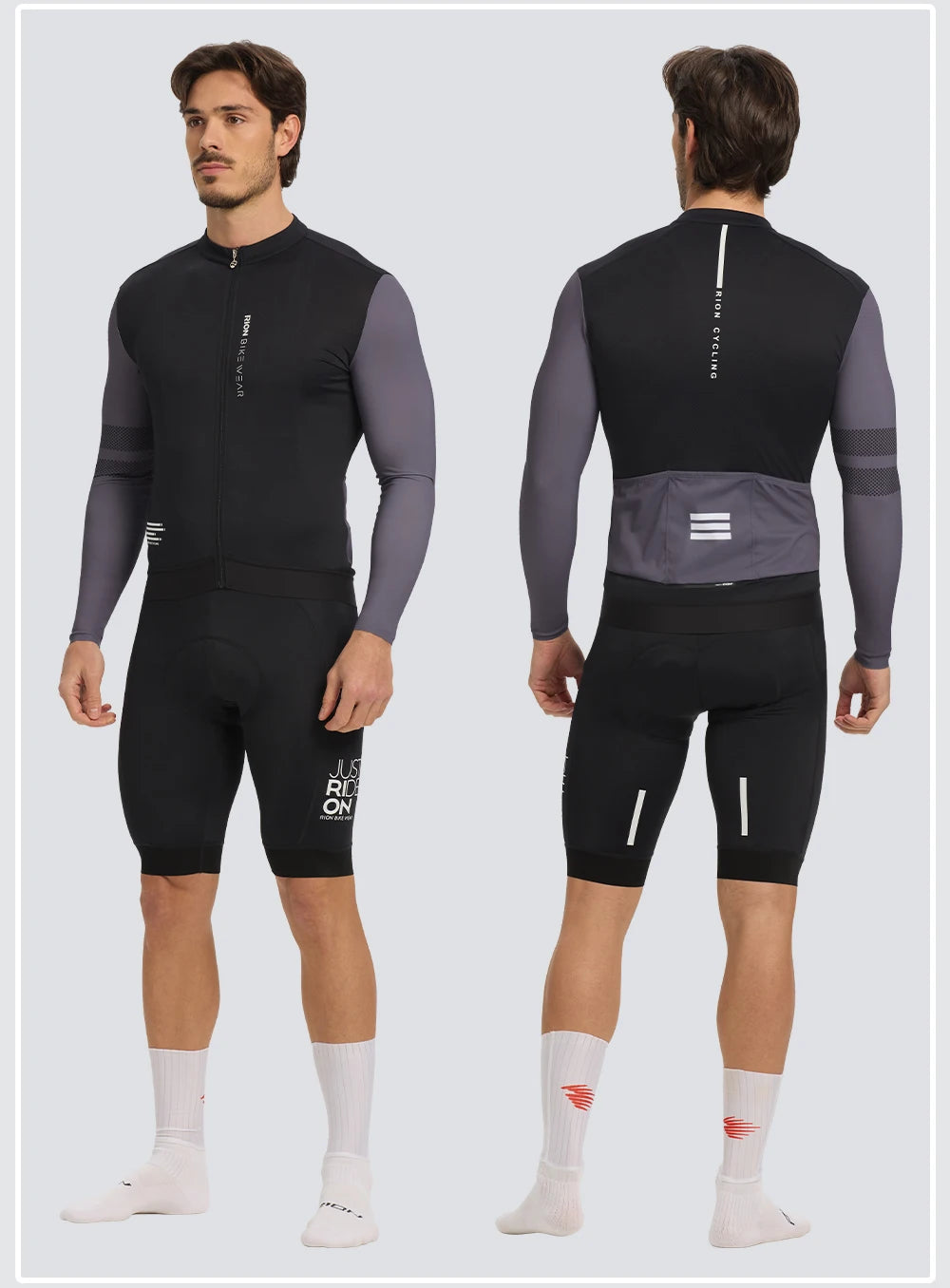 RION Men Cycling Jerseys Long Sleeves MTB Jersey Bike Shirts UPF 50+ Sun Protection Pro Team Uniform Mountain Bicycle Clothing