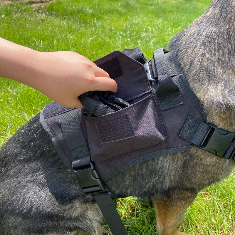 Tactical Dog Harness Adjustable Traning Dog Harness Leash Sets with Storage Bag for Large Dog Control Handle Cat Harness
