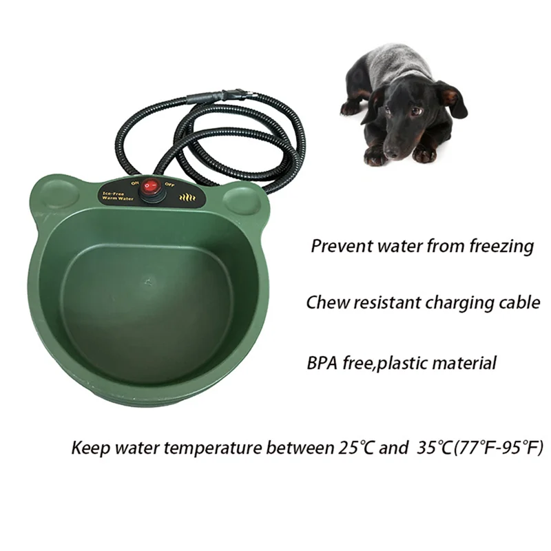 Heated Water Bowl For Dogs, Non-Freezing Outdoor Heated Dog Bowl, Winter Heated Pet Bowl For Cats, Chickens EU Plug 21X20x8cm-BE