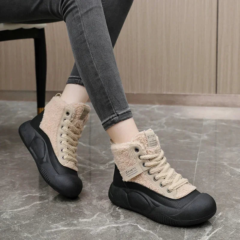 Women's Winter Sports Shoes Fashion Warm High Sneakers Woman Ankle Snow Boots Ladies Casual Sport Skateboard Safety Padded Shoes