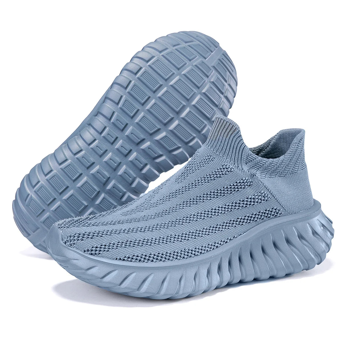 Men's Slip On Casual Sport Shoes Comfortable Knitted Fabric Non-Slip EVA Sole Soft Walking Shoes Women's Sneakers Unsiex Loafers