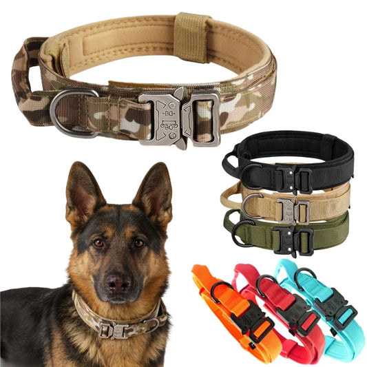 Outdoor Tactical Dog Collar Metal Buckle Collar for Dog Pet Products Nylon Medium Large Dog Training Neck Collars Accessories