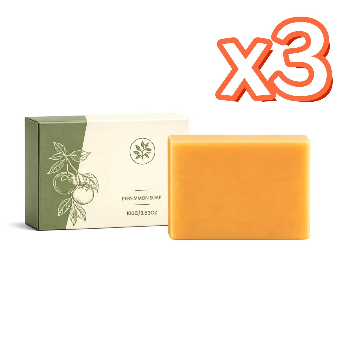 Persimmon Soap Bar Deep Cleanse Pores Remove Body Excess Oil Refreshing Skin Lasting Moisturizing Fruity Aroma Bathing Spa Soap