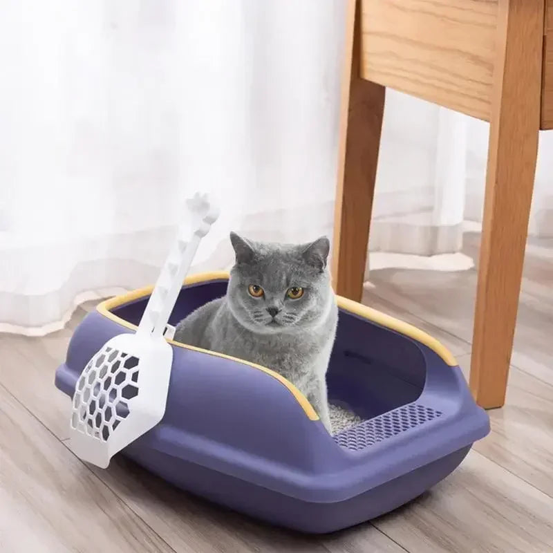 Semi Closed Plastic Sand Box Large Capacity Cat Litter Box For Cats Pet Toilet Anti Splash Cat Tray Cleaning Bath Basin Supplies