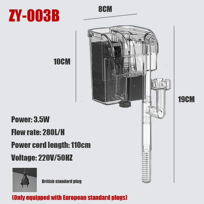 Wall-mounted Filter Three-in-one External Fish Tank Circulation Pump Small and Medium Aquarium Waterfall Oxygenation 110V 220V