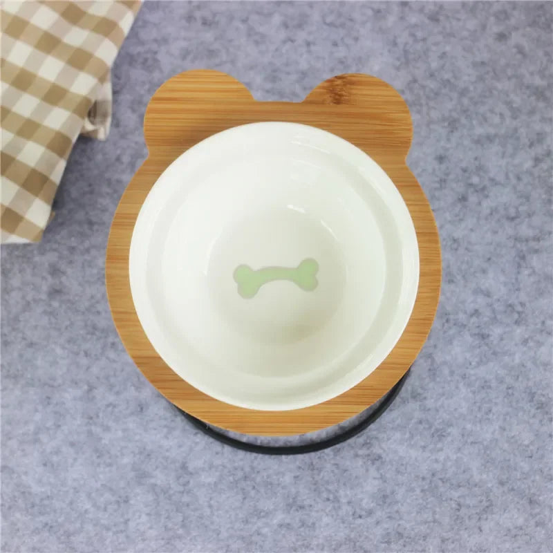 Ceramic Cat Bowl Cat Food Feeder Dog Bowls Drinking Water Bowl Cervical Protection Pet Supplies Ceramic Double Cat Bowls