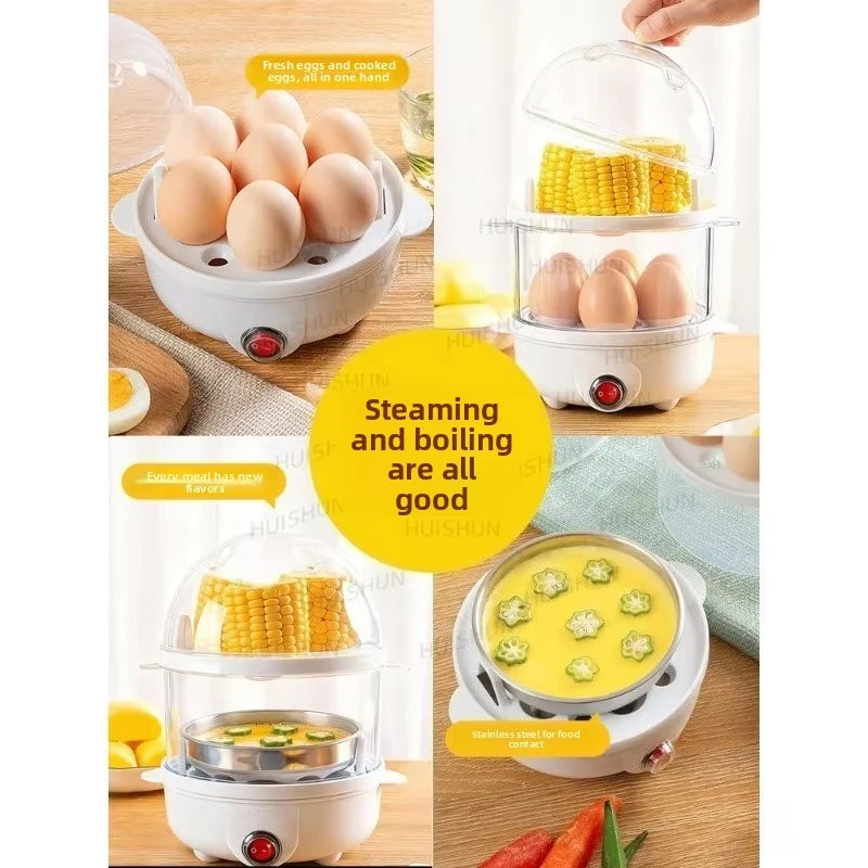 Double Layers Electric Egg Boiler Multifunctional Breakfast Cooking Machine Mini Egg Steamer Poacher Kitchen Accessory