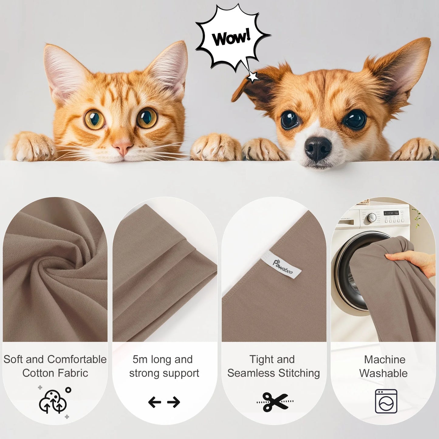 Pawaboo Pet Sling Carrier for Small Dogs and Cats Hands Free Dog Carrier Sling Anti-anxious Soft Cotton Front Facing Cat Carrier