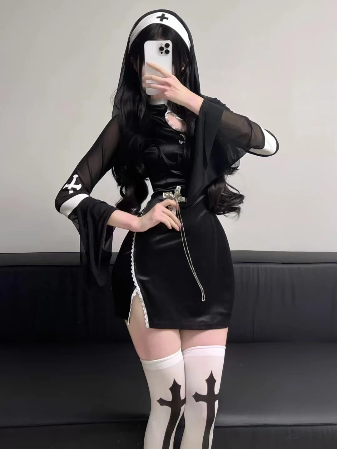 2026 Halloween Costumes For Women Nun Cosplay Dress Gothic Sexy Tempting Uniform Party Performance Clothing Horror Movie Prop