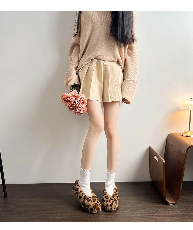 Women's Shoes 2025 New Style Warm Mink Wool Fleece Soft-soled Bean Shoes, Plus-size Women's Shoes43 Mom Shoes Luxury Shoes Women
