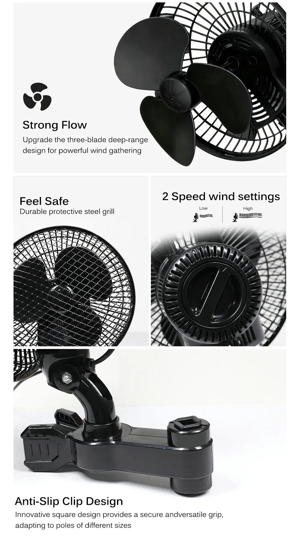 Plant Tent Cooling Clip-On Fan 25W Two-Speed Adjustable Shaking Head Suitable for Tents Household Cooling Fan