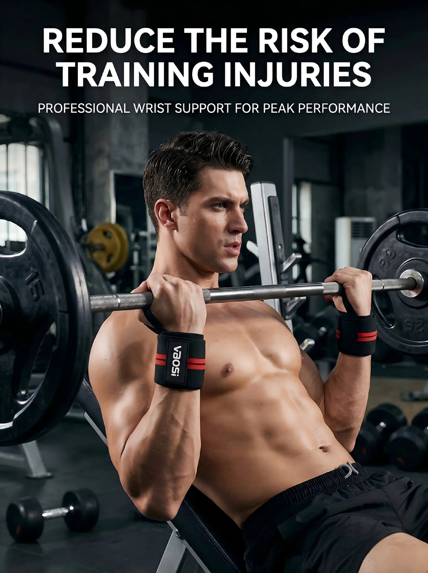 Heavy Duty Wrist Wraps for Weightlifting, Ergonomic Wrist Support Straps, Perfect for Powerlifting, Bodybuilding & Fitness