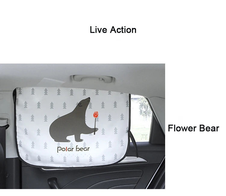 Car Magnetic Curtain In The Car Window Sunshade Cover Cartoon Universal Side Window Sunshade UV Protection For Baby Children