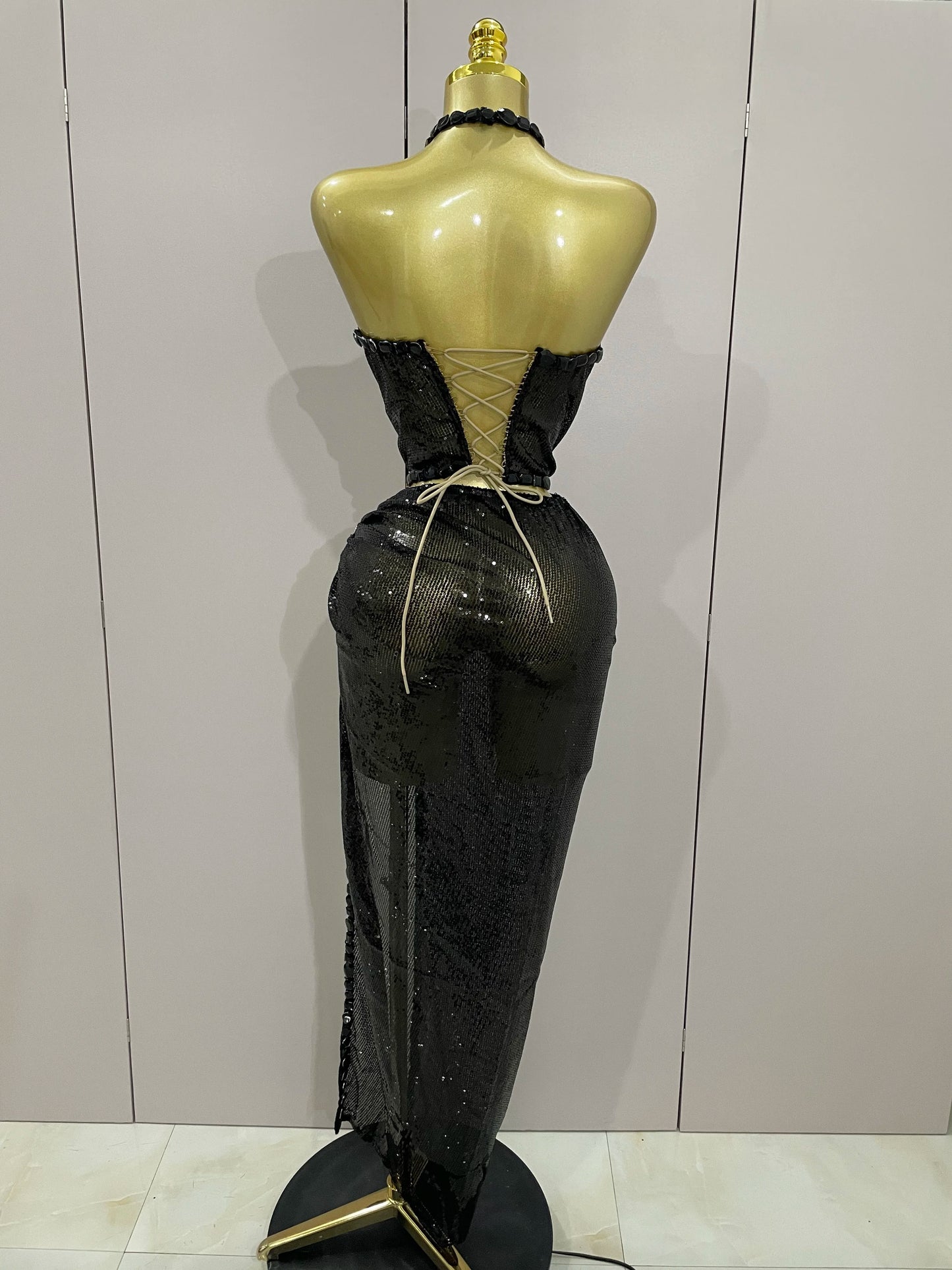 Sexy Luxury Shiny Diamond Sequins Cocktail Dress 2Pcs Set 2025New Women Evening Celebrate Birthday Party Nightclub Stage costume