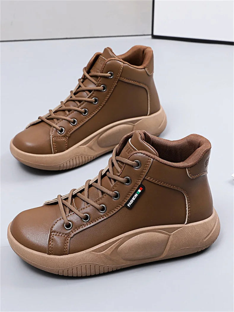 CINESSD Version of High-top Shoes for Female Students Trend of Casual Running Shoe Comfortable Lace-up Sneakers Female Shoes