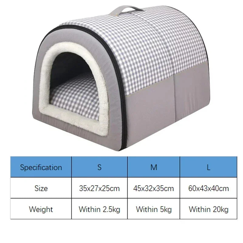 Pet Dog House Soft Cozy Pet Sleeping Bed for Small Medium Dogs Cats Foldable Removable Puppy Nest Portable Kennel Pet Supplies