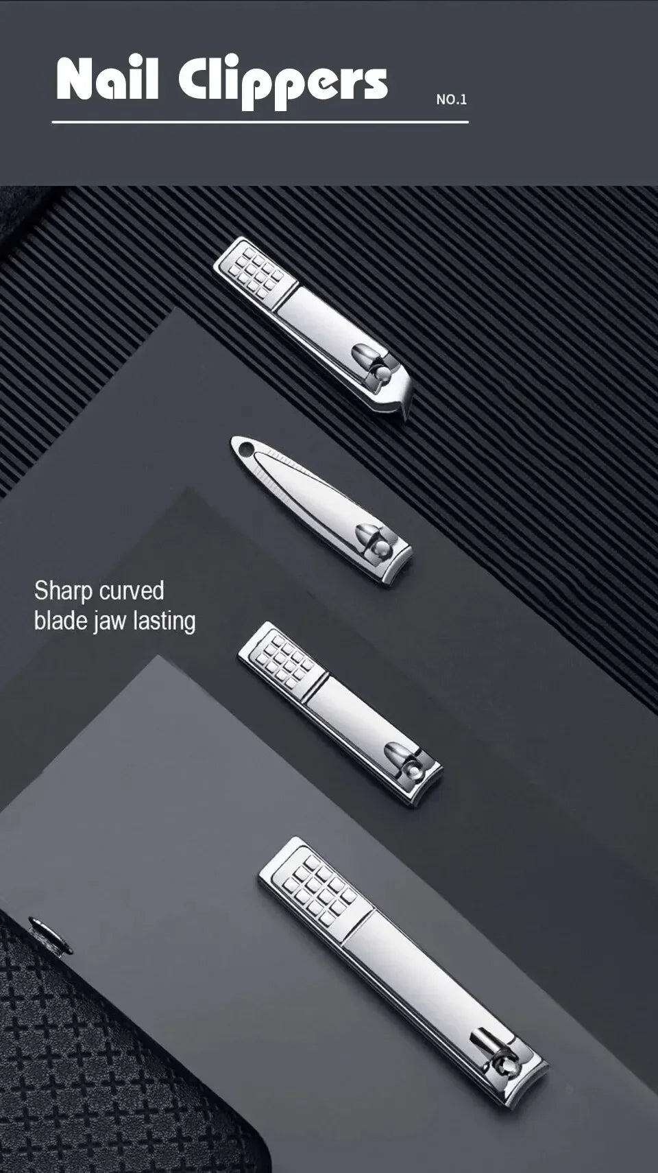 Nail Cutter Set Grooming Tool Set With Portable Case Manicure Art Tool Nails Cut Stainless Steel Nail Clippers Set